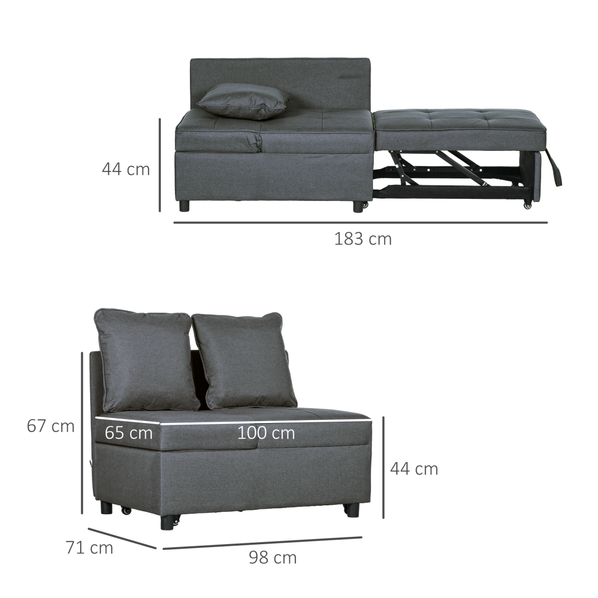 LuxeFold™ Sleeper Chair Grey