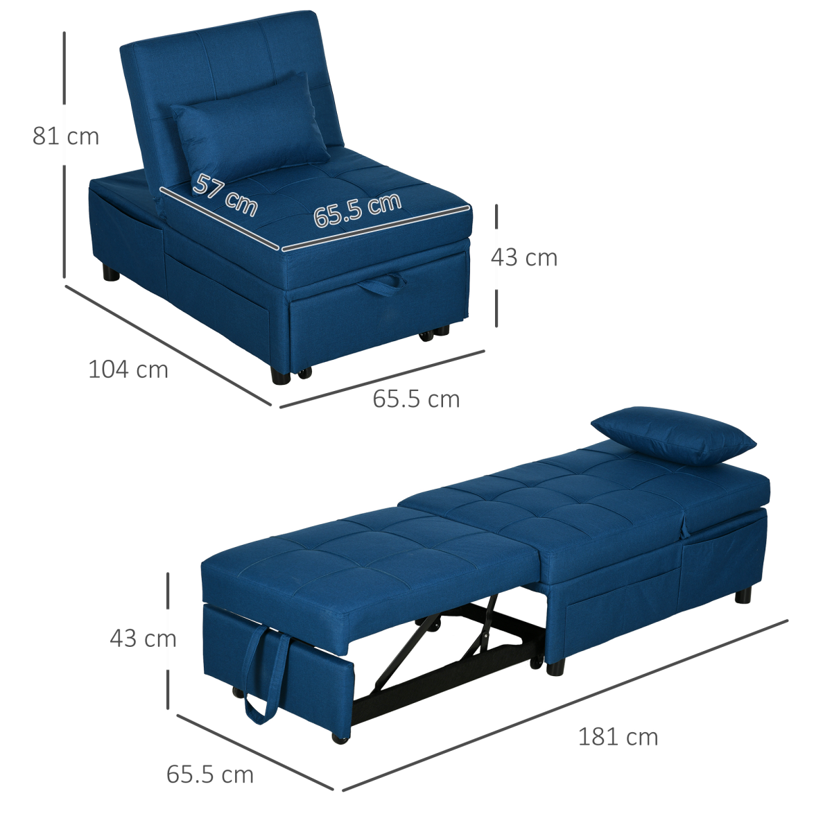 LuxeFold™ Sleeper Chair Blue