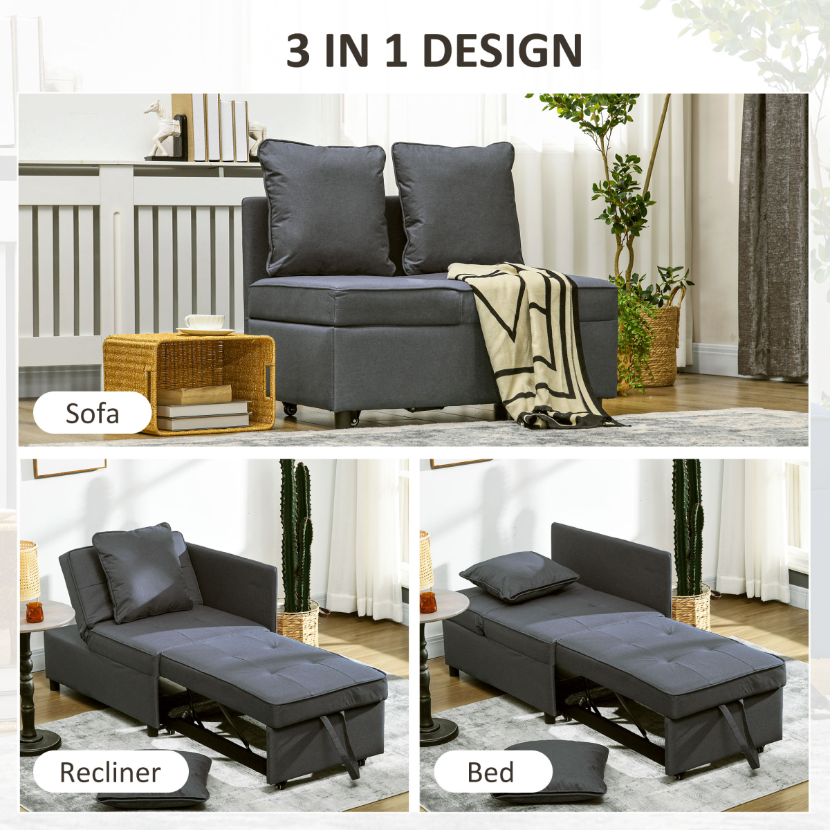 LuxeFold™ Sleeper Chair Grey