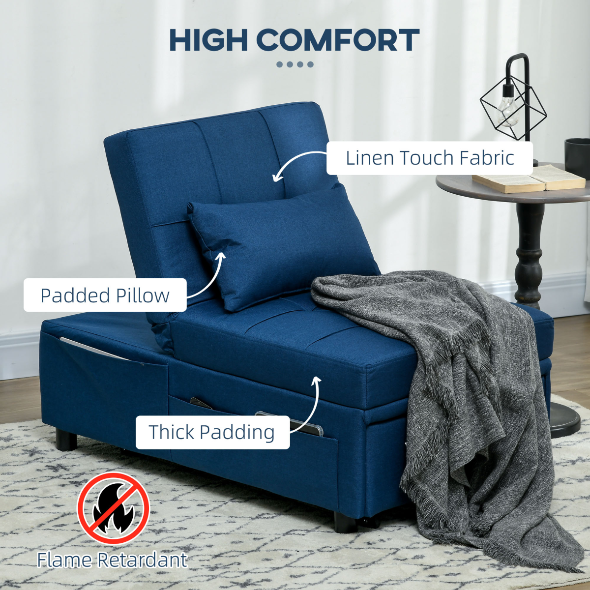 LuxeFold™ Sleeper Chair Blue