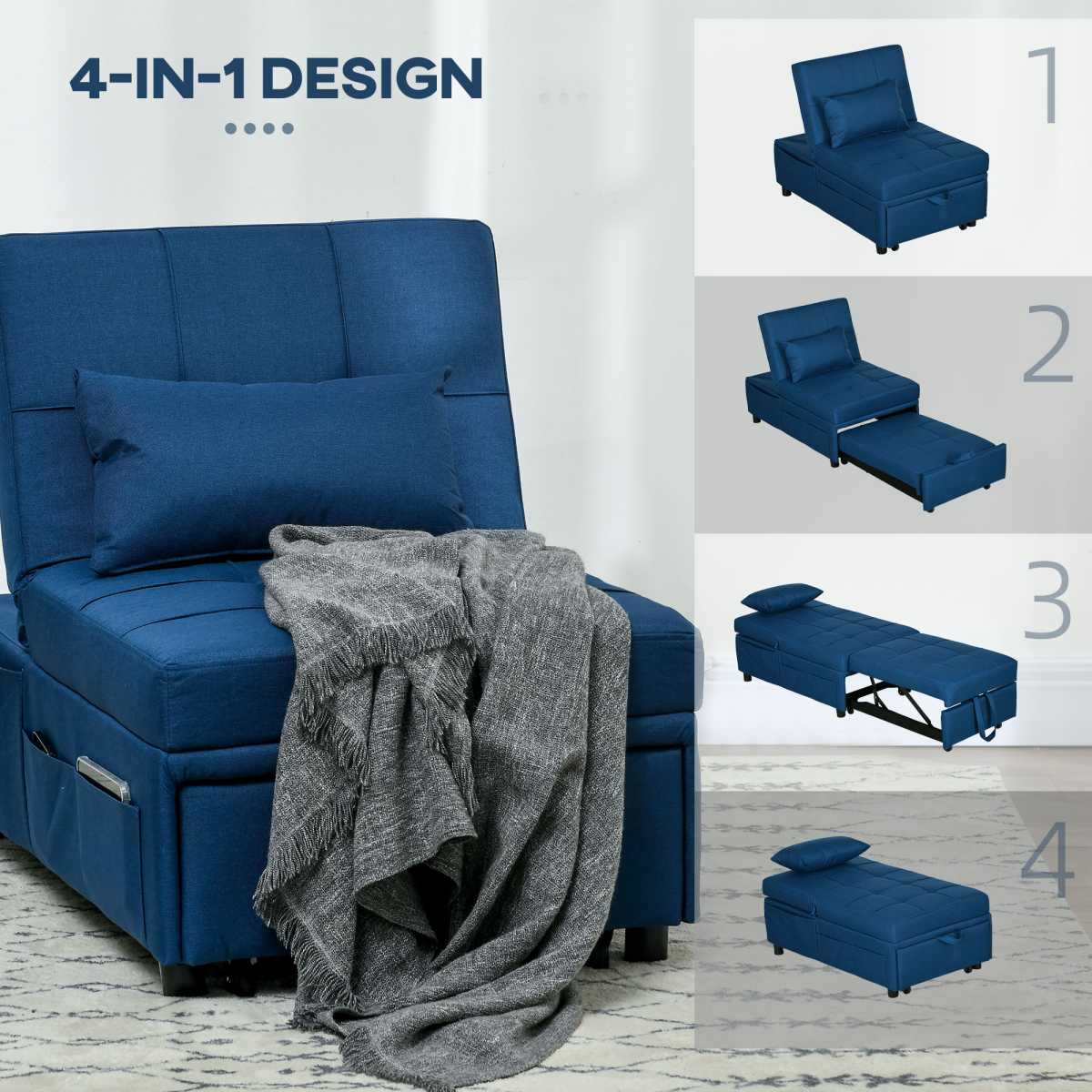 LuxeFold™ Sleeper Chair Blue