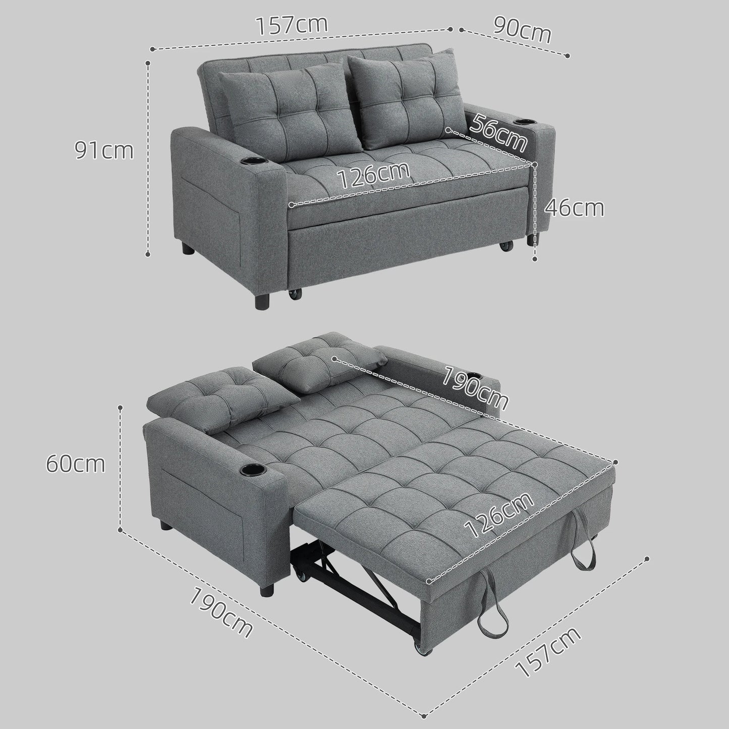 Luxury 2-Seater Pull Out Sofa Bed