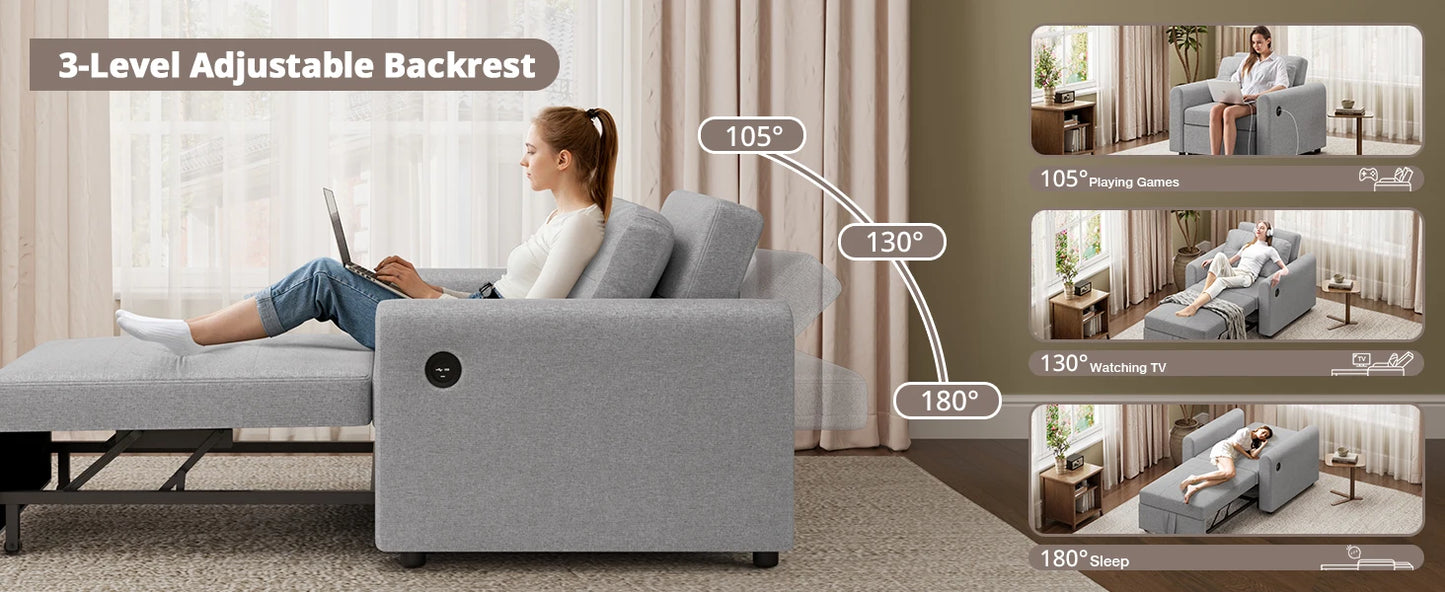 Luxury Single Pull Out Sofa Bed (with usb)