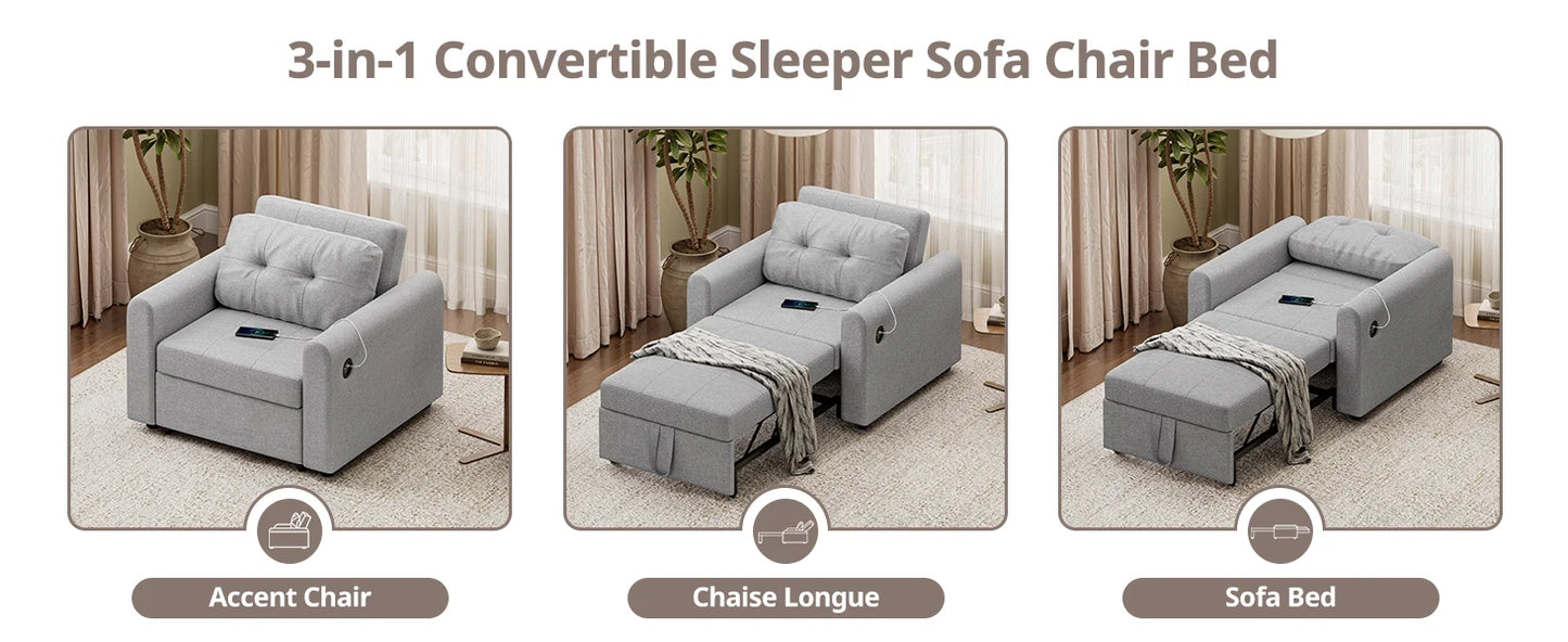 Luxury Single Pull Out Sofa Bed (with usb)