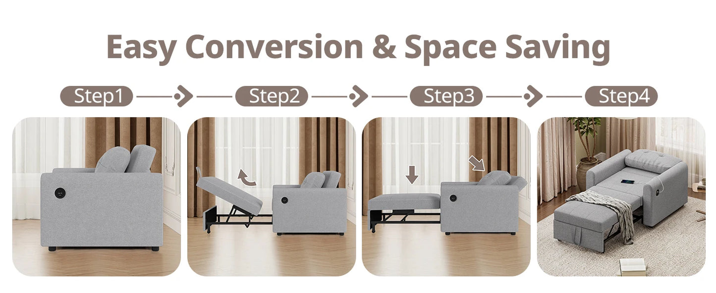 Luxury Single Pull Out Sofa Bed (with usb)