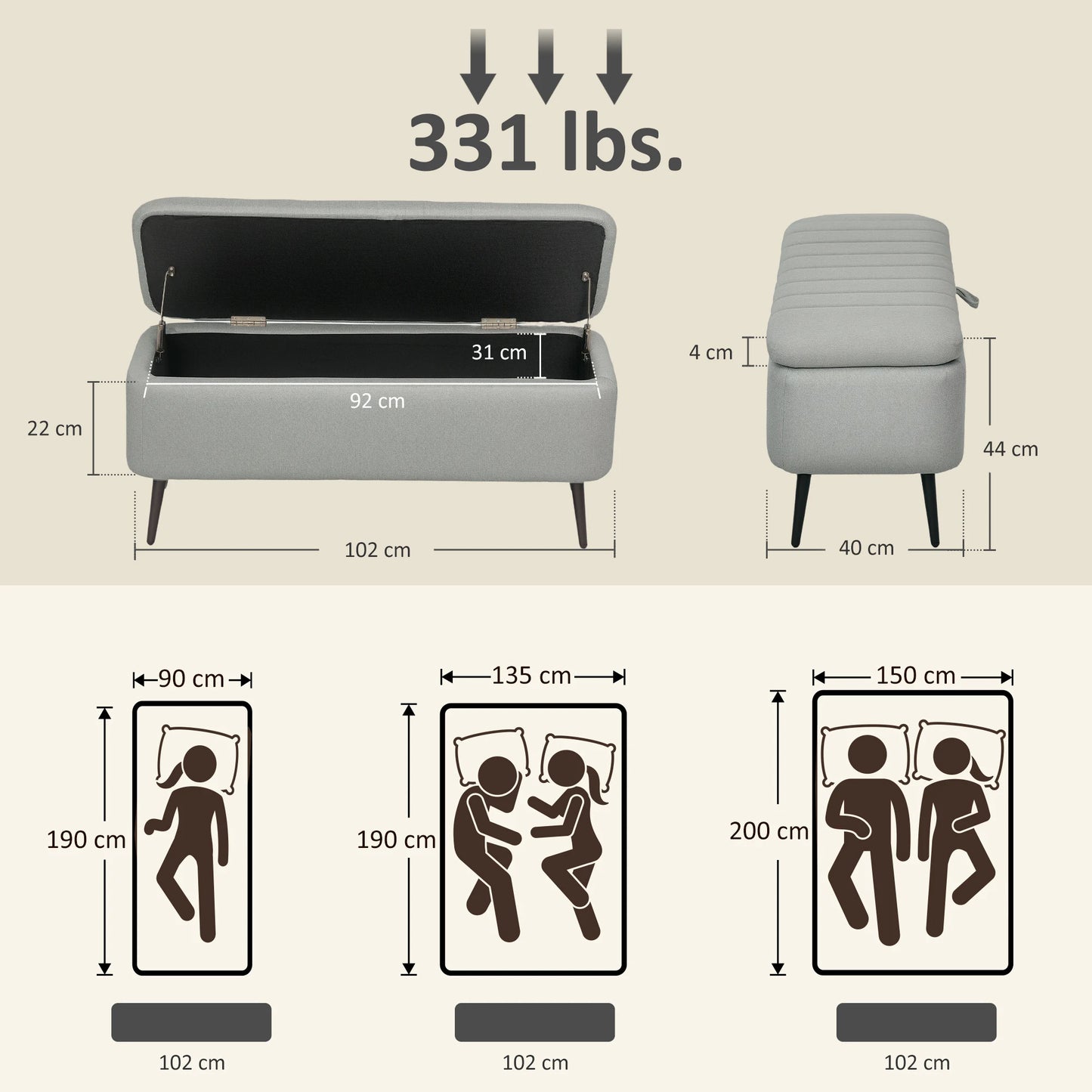 LuxeLift™ Ottoman Bench With Hidden Storage
