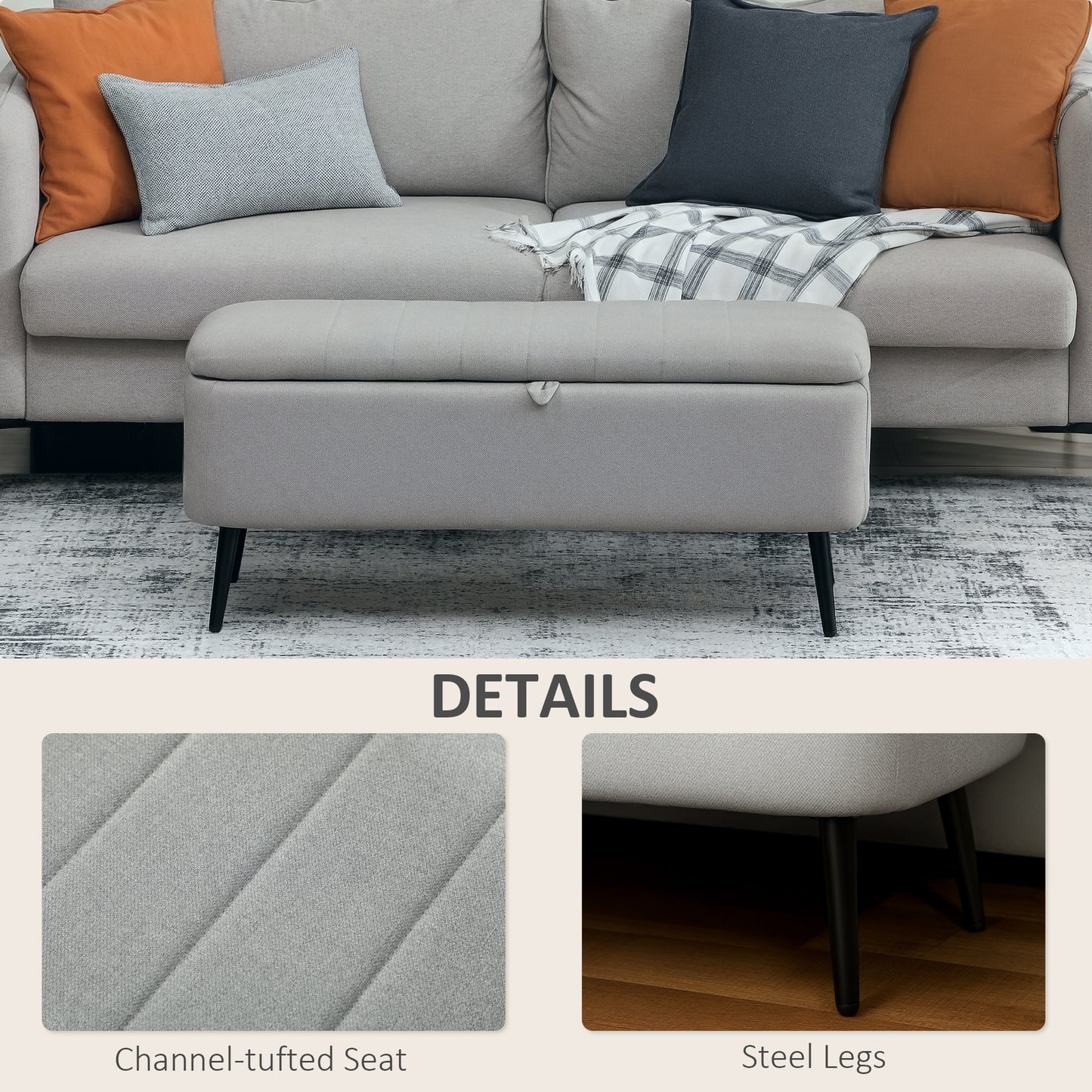 LuxeLift™ Ottoman Bench With Hidden Storage