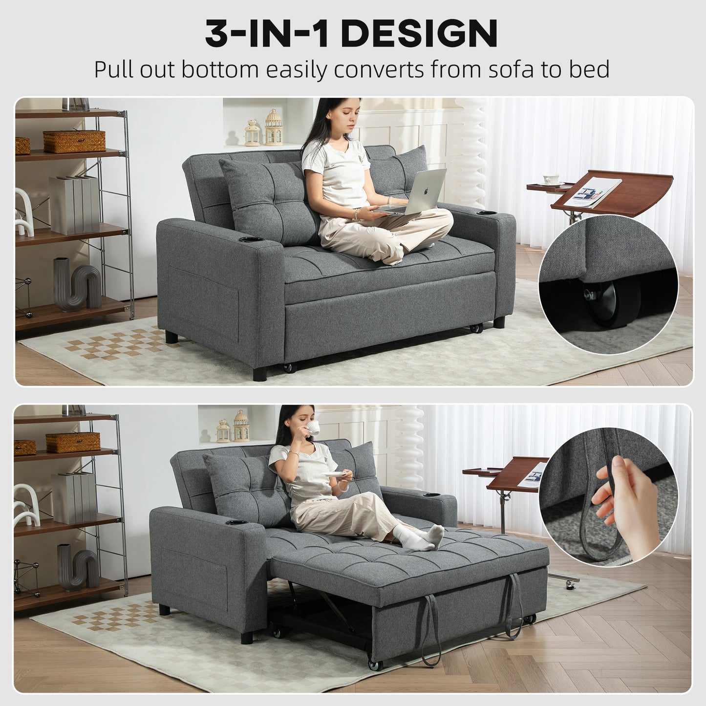 Luxury 2-Seater Pull Out Sofa Bed